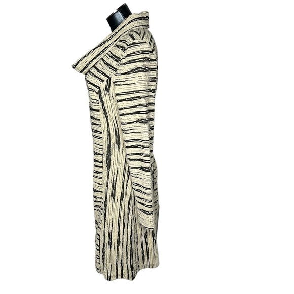 DZHAVAEL COUTURE Black Tan Stripe Detachable Cowl Neck Dress Size L - Picture 5 of 16